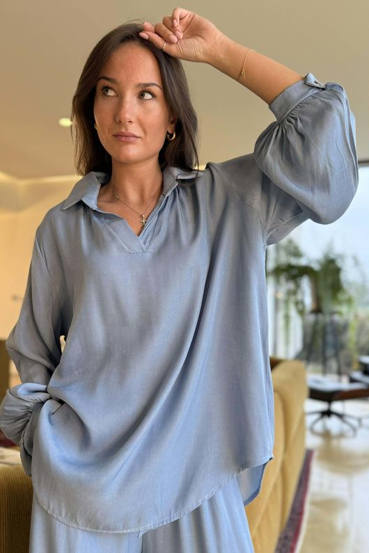 Perfect Chambray Denim Open Placket Shirt Light /16=